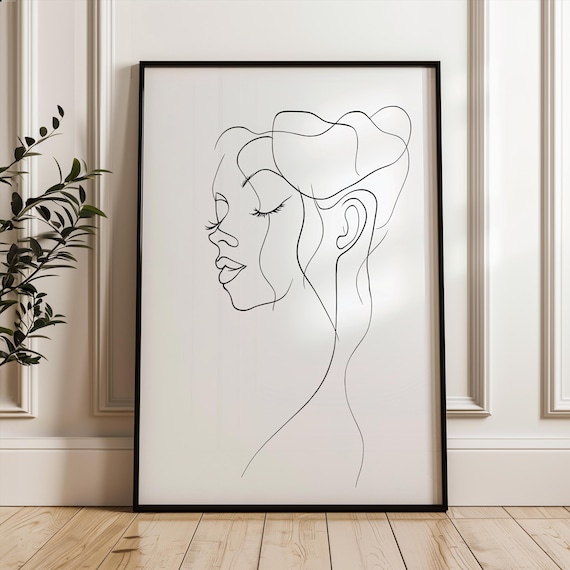 Woman Portrait Single Line Poster Minimalistic Feminist Art Print Black And White Wall Decor Modern Home Office Decoration