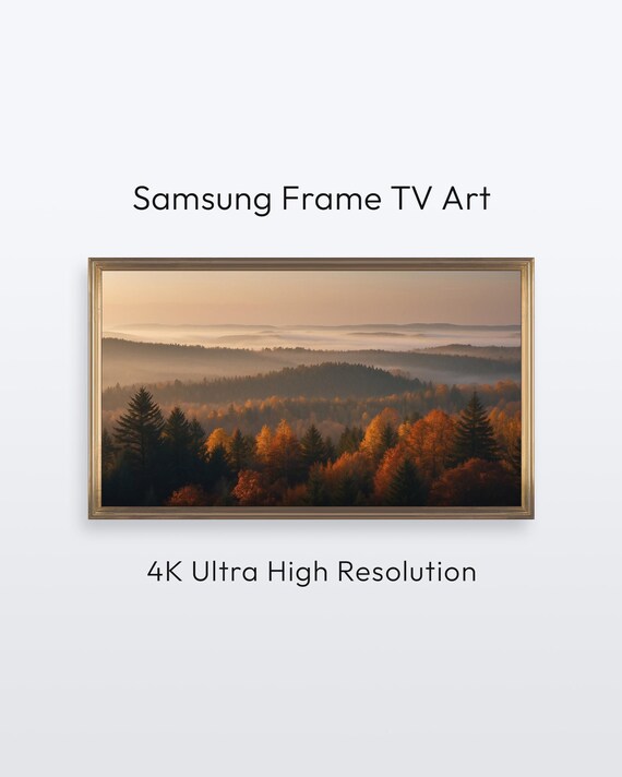 Fall Sunrise Samsung Frame Tv Art Cozy Autumn Forest Landscape 4k Print