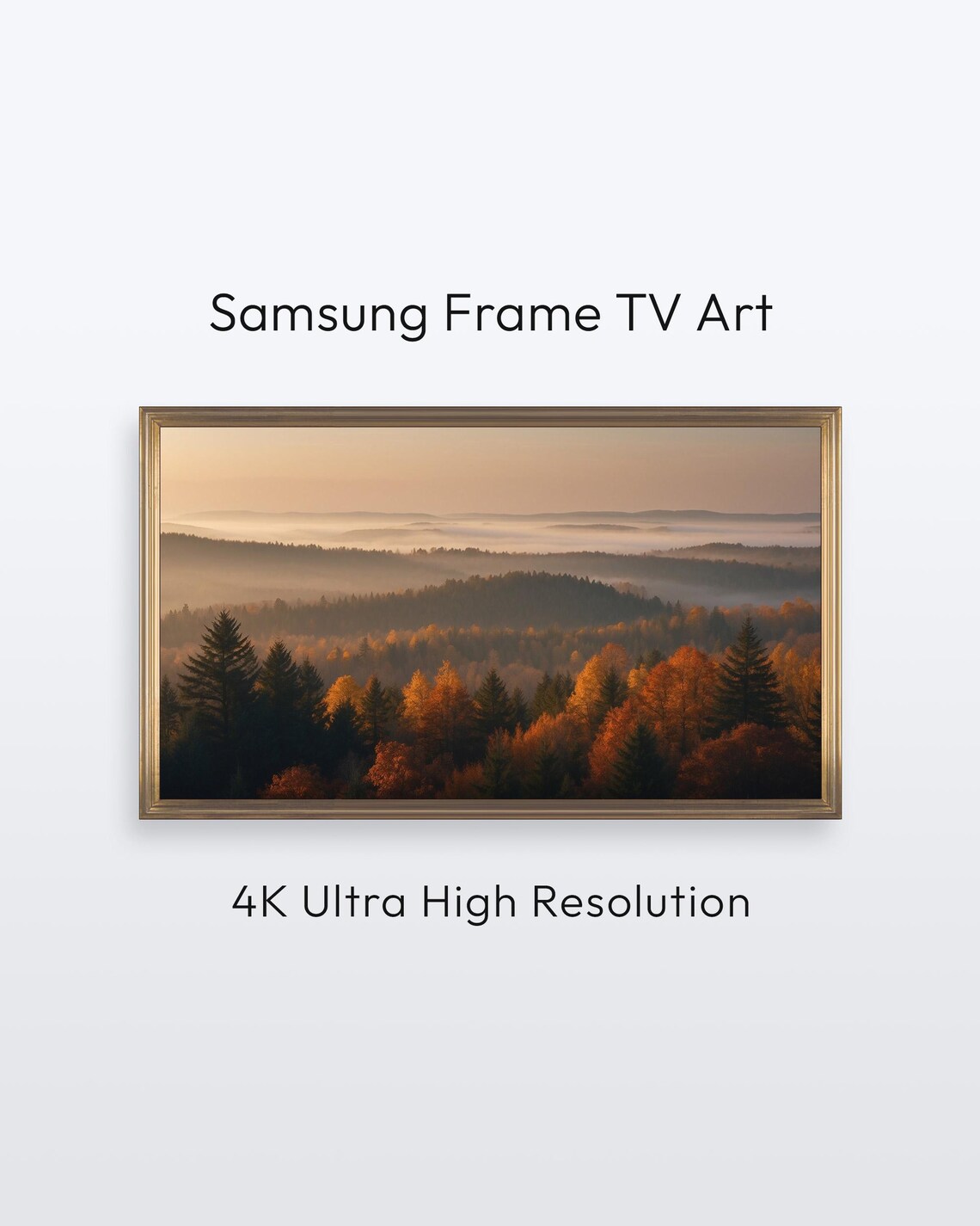 Fall Sunrise Samsung Frame Tv Art Cozy Autumn Forest Landscape 4k Print