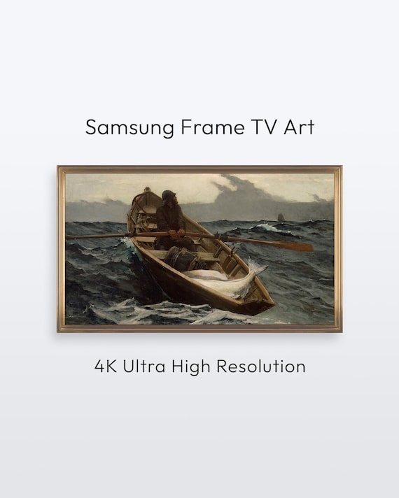 The Fog Warning Fisherman Rowboat Sea Classic Painting Art Poster