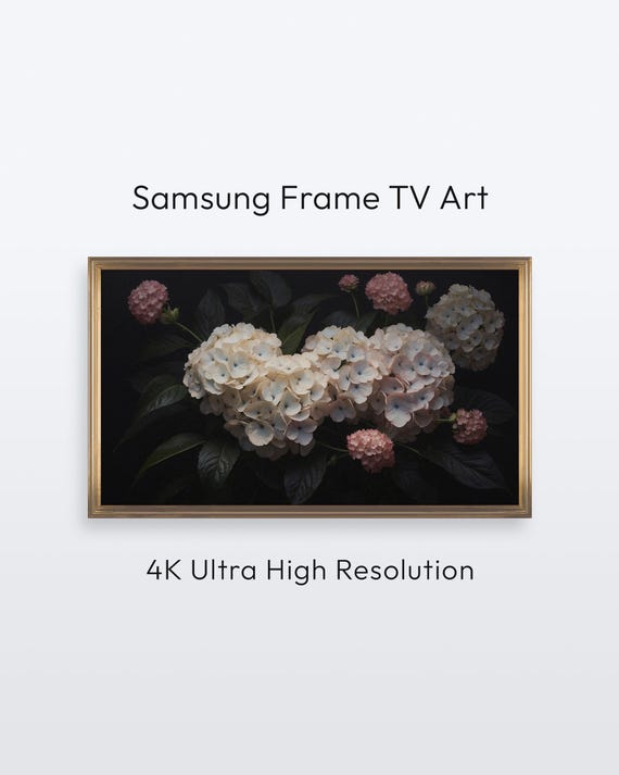 Moody Hydrangea Floral Art For Samsung Frame Tv 4k Print
