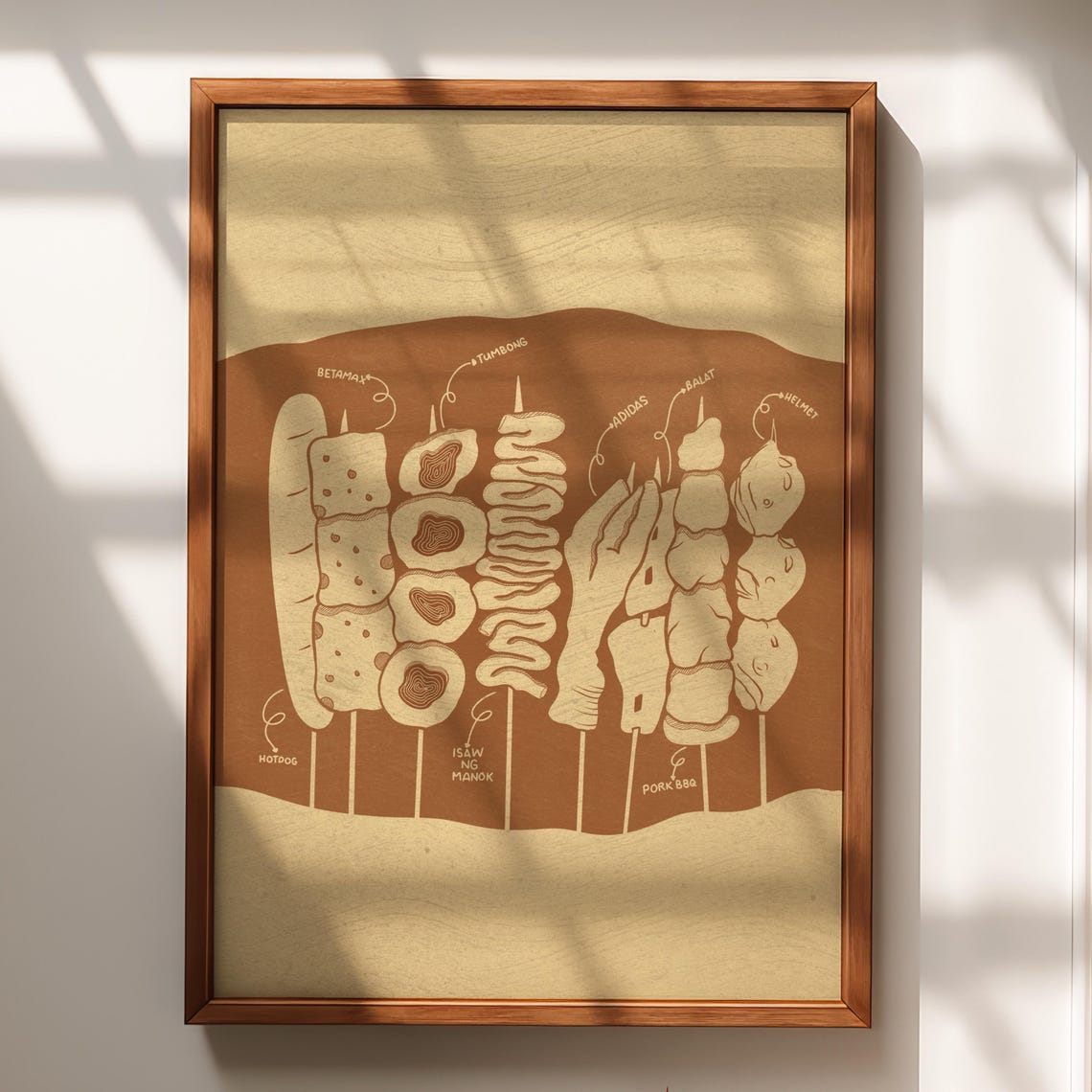 Filipino Street Food Skewers Illustrated BBQ Chart Wall Poster