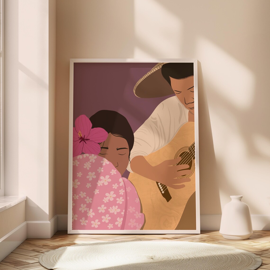 Harana Filipino Serenade Guitar Illustration Poster for Couples Home Decor