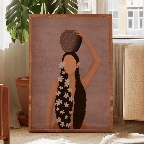 Filipina Art Print With Sampaguita Wall Decor Filipino Heritage Home Kitchen Artboho Feminist Minimalist Artphilippines Poster