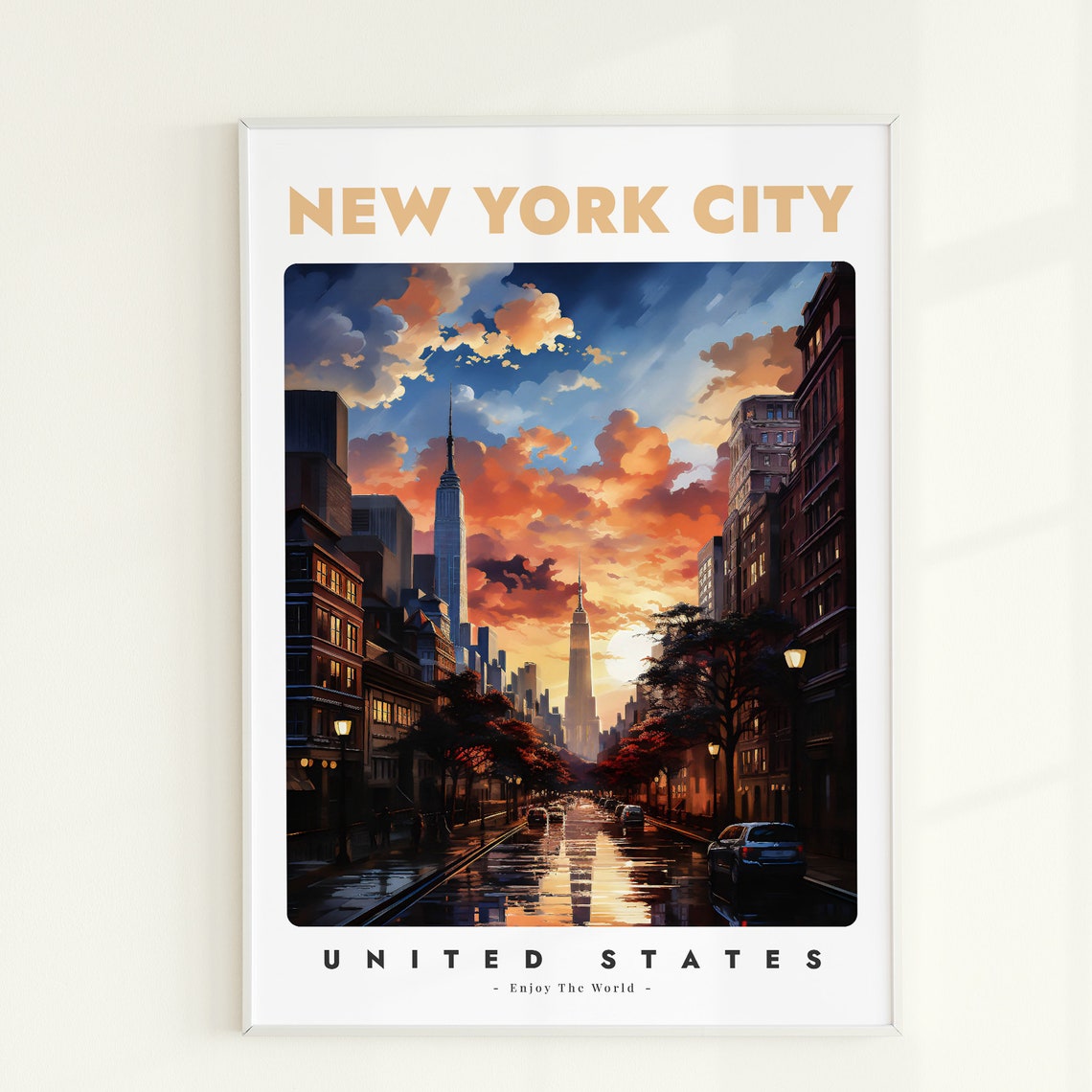 New York City Travel Poster, Modern NYC Wall Art