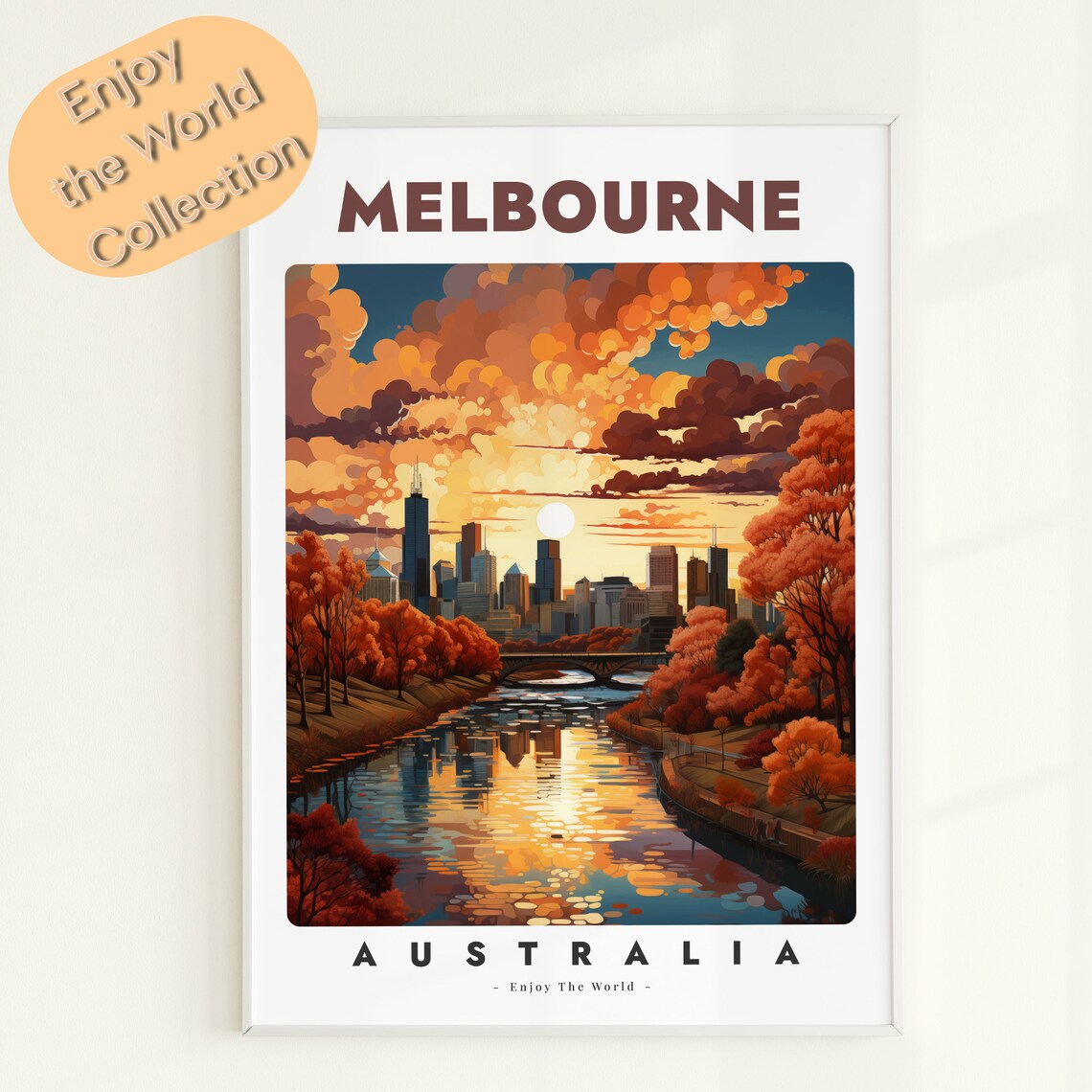 Melbourne Australia Modern Travel Poster Art Print