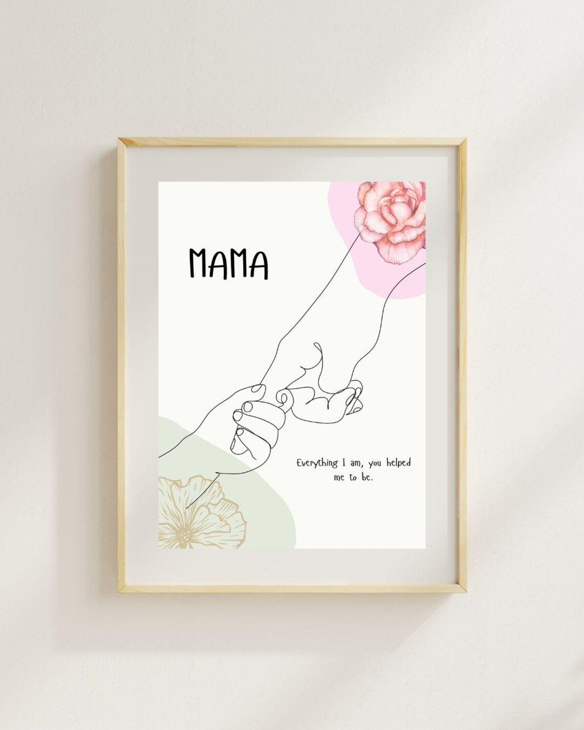 Mama Hands Line Art Mother Child Quote Inspirational Wall Poster