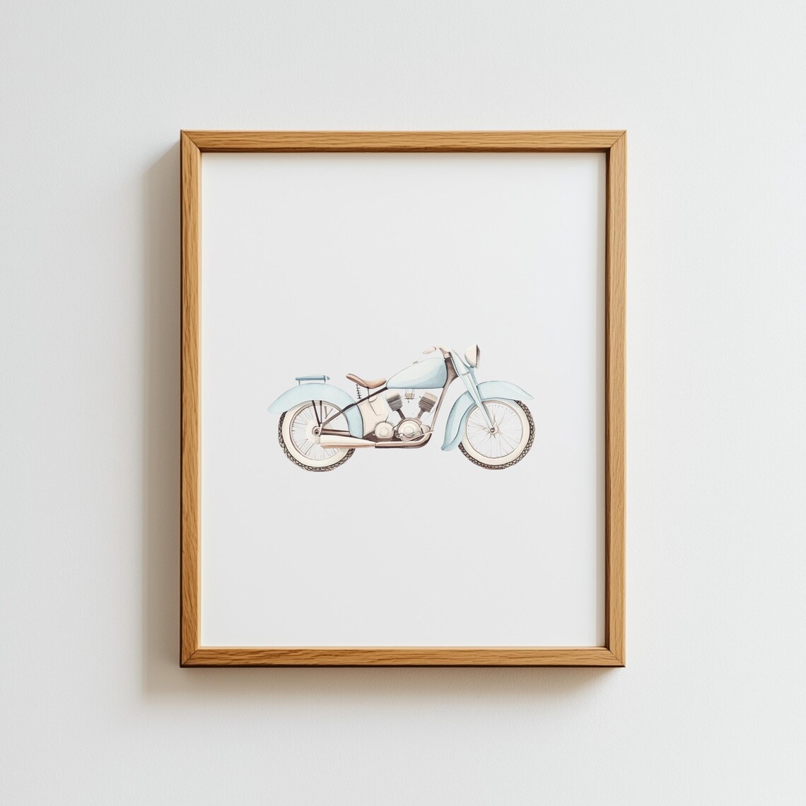 Vintage Blue Travel Boy Nursery Wall Art Motorcycle Print Transportation Prints Boys Room