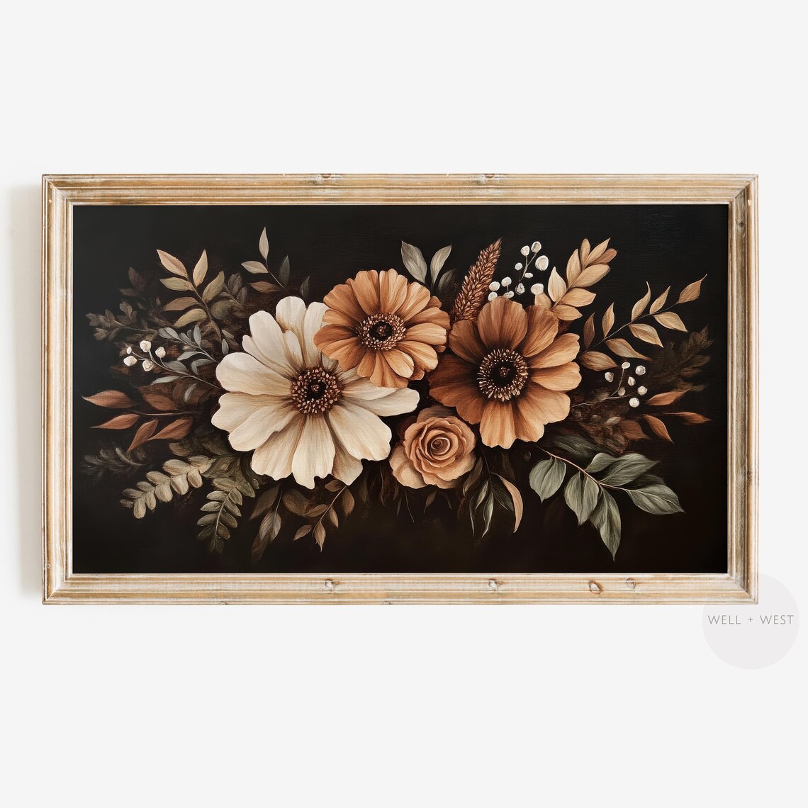 Moody Autumn Floral Bouquet Dark Botanical Still Life Art Poster