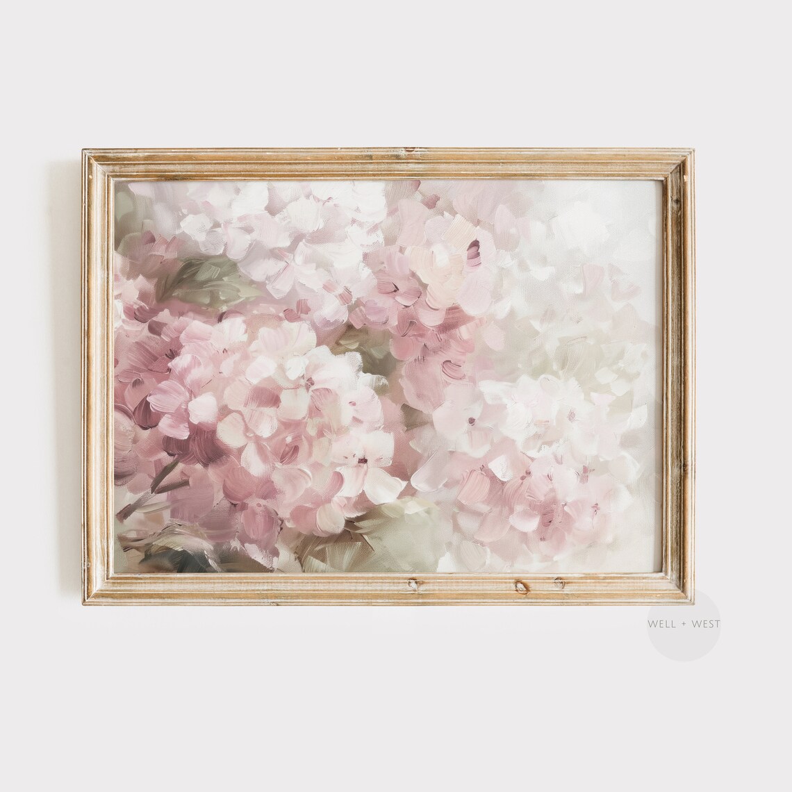 Abstract Hydrangea Print, Vintage Style Floral Art