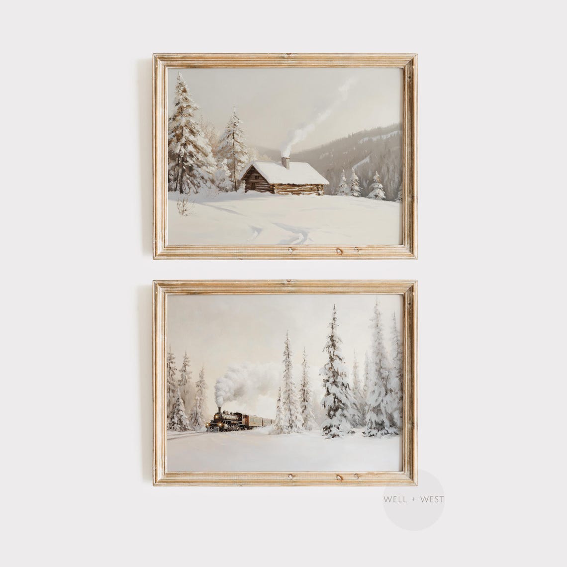 Vintage Black Steam Train Snowy Pine Forest Winter Railway Poster - Image 2