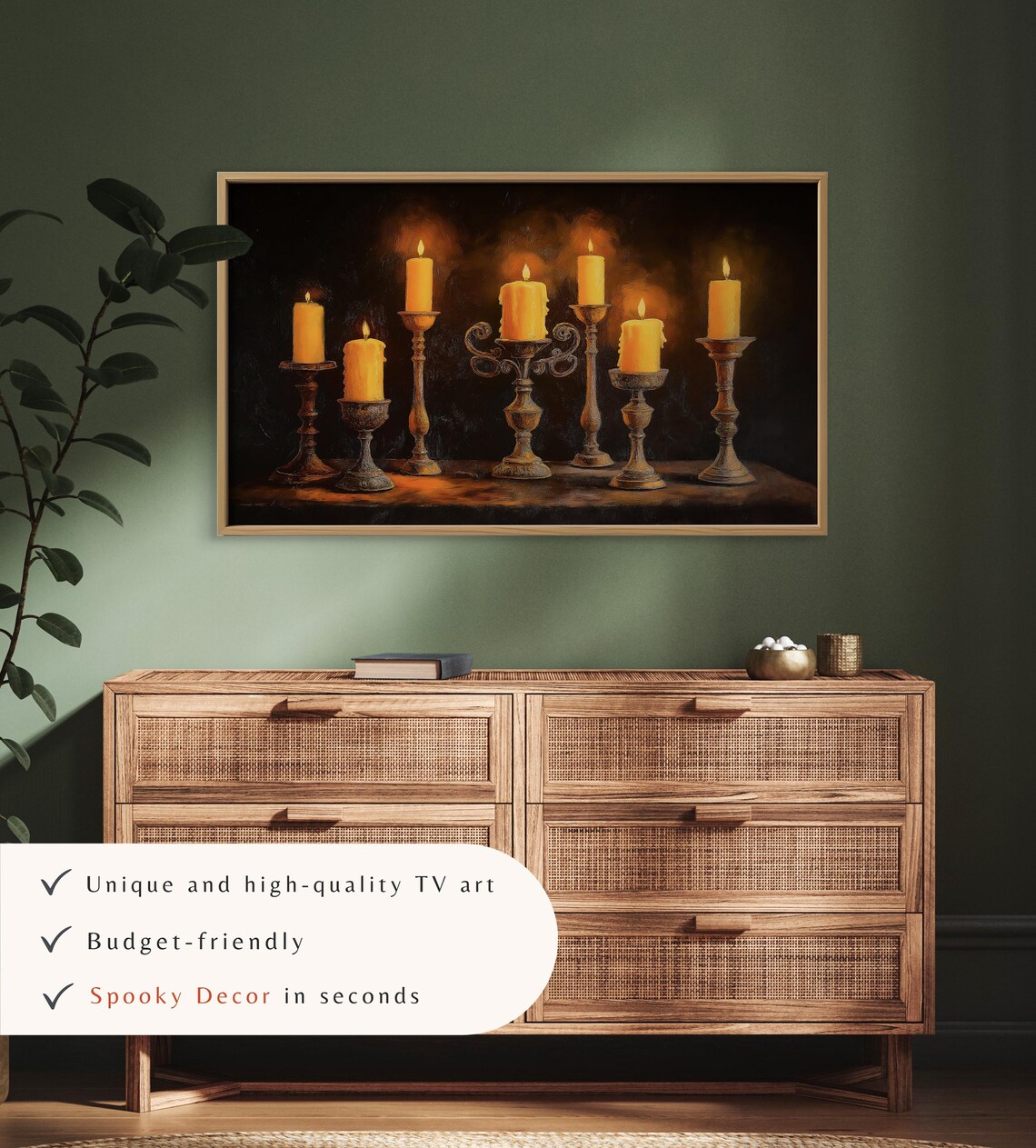 Glowing Candles In Ornate Holders On Dark Moody Background Art Poster - Image 3