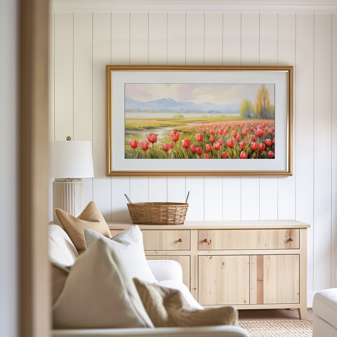 Frame Tv Art Vintage Summer Painting Summer Tulips Landscape Art For Tv Wildflowers Country Oil Painting Floral - Image 3