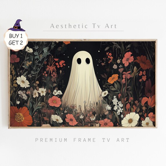 Ghost Among Dark Wildflowers Night Garden Halloween TV Art Poster
