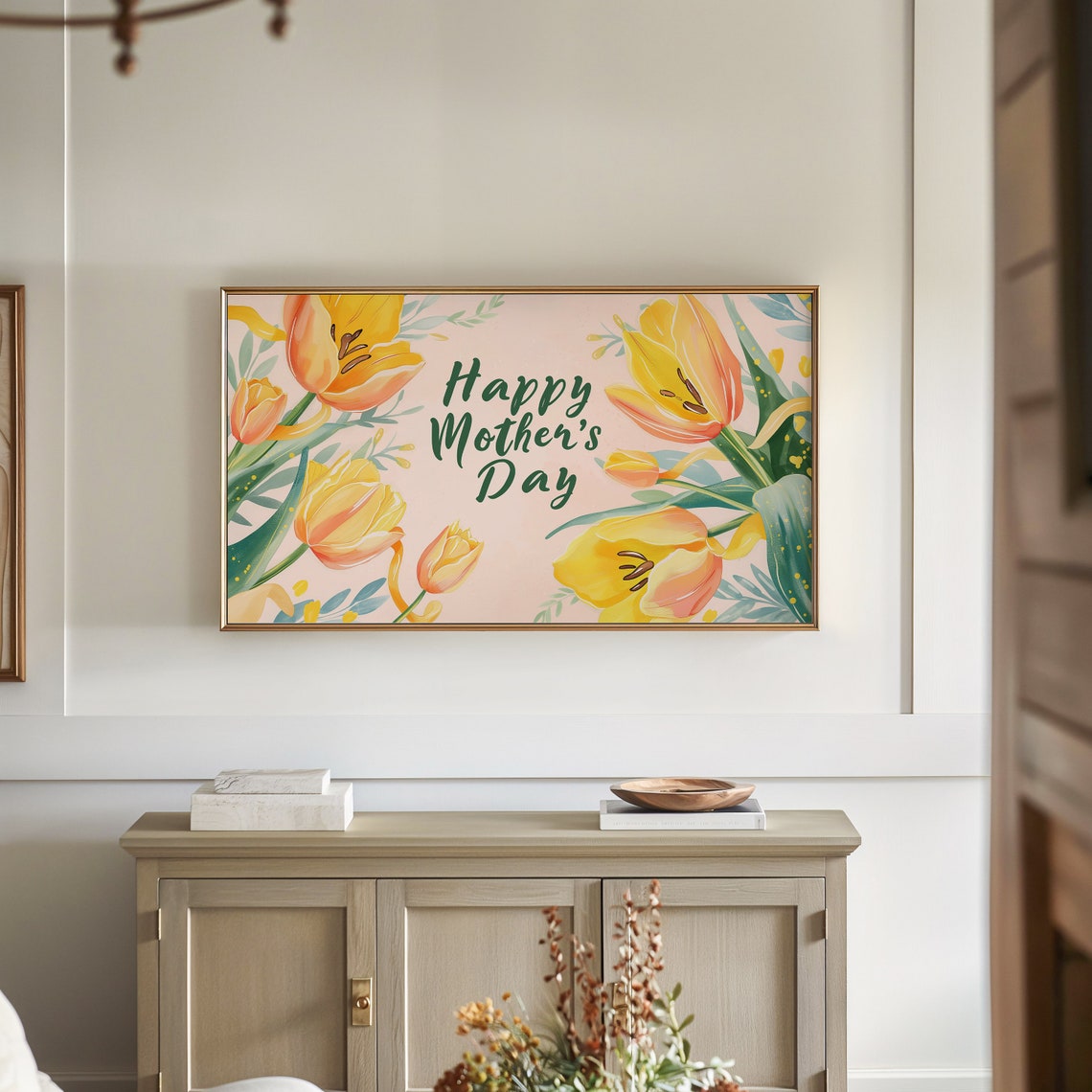 Happy Mother's Day Yellow Tulips Bloom Script Floral Spring Poster - Image 3