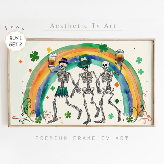 St Patricks Day Frame Tv Art Funny St Patrick Art For Tv Clovers And Rainbow Painting St Patrick Decor Frame Tv Art