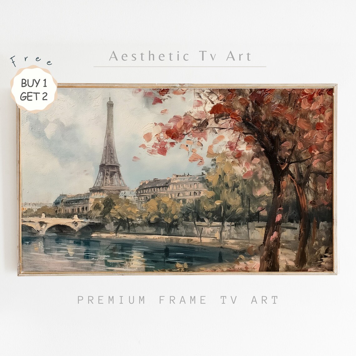 Paris Eiffel Tower Seine Autumn Vintage Cityscape Travel Poster