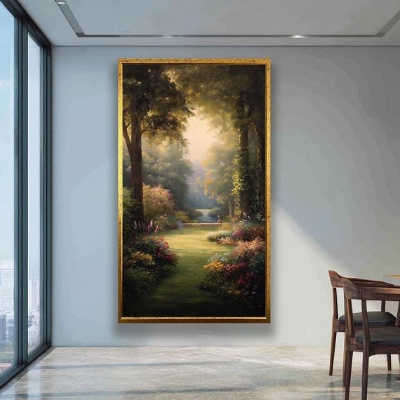 Nature Landscape Canvas Wall Art Enchanted Forest And Garden Pathway Decor Elegant Home Office