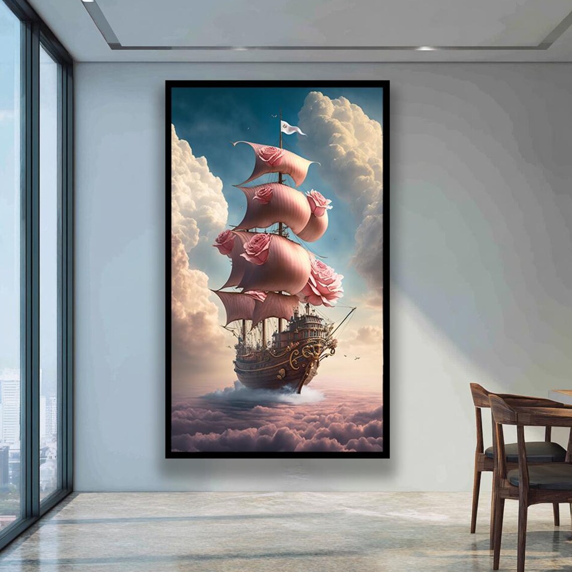 Ocean Fantasy Ship, Nautical Wall Art Print