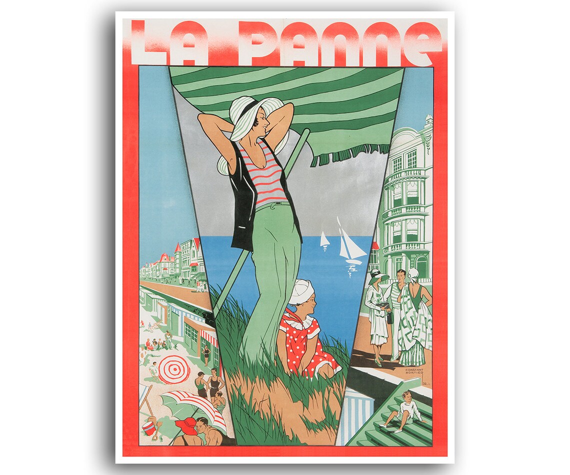 De Panne Vintage Belgium Travel Poster Art Print