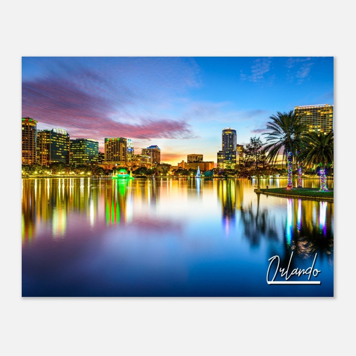 Orlando Florida Night Skyline Poster Travel Home Decor