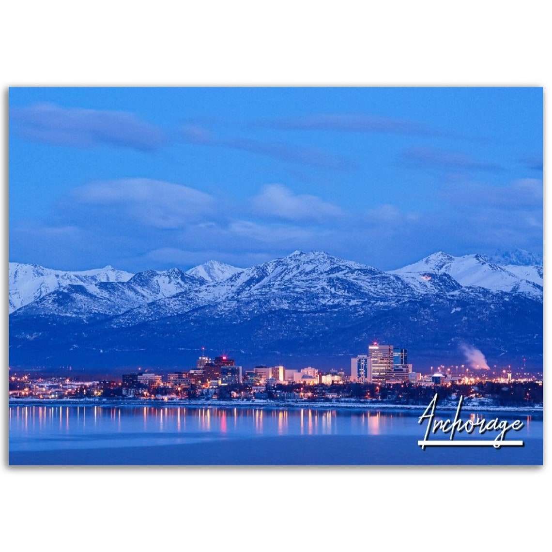 Anchorage Alaska Poster Print Skyline Mountain View