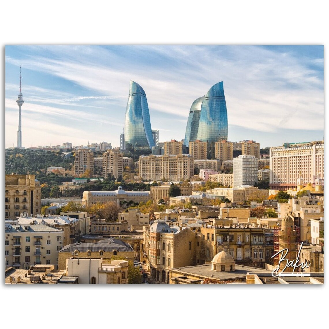 Baku Azerbaijan Travel Poster, Caucasus Photography