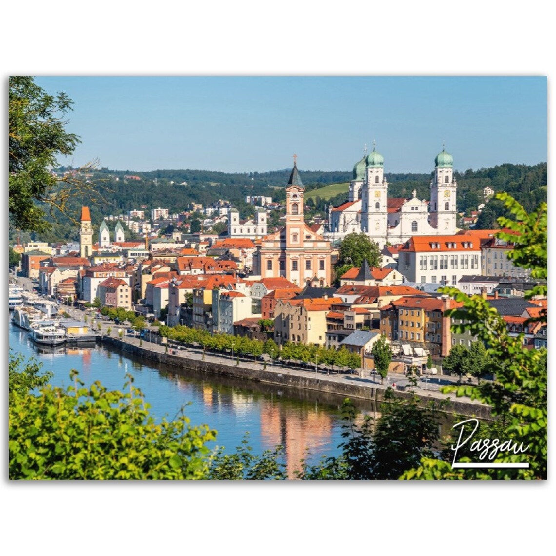 Passau Germany Travel Poster, River Cityscape