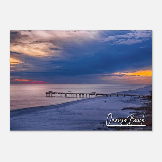 Orange Beach Alabama Sunset Poster Coastal Skyline Wall Art