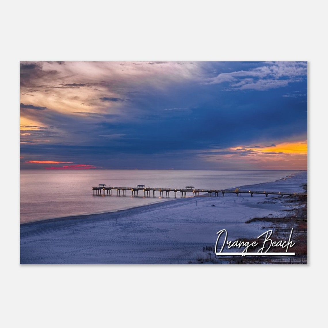 Orange Beach Alabama Sunset Poster Coastal Skyline Wall Art