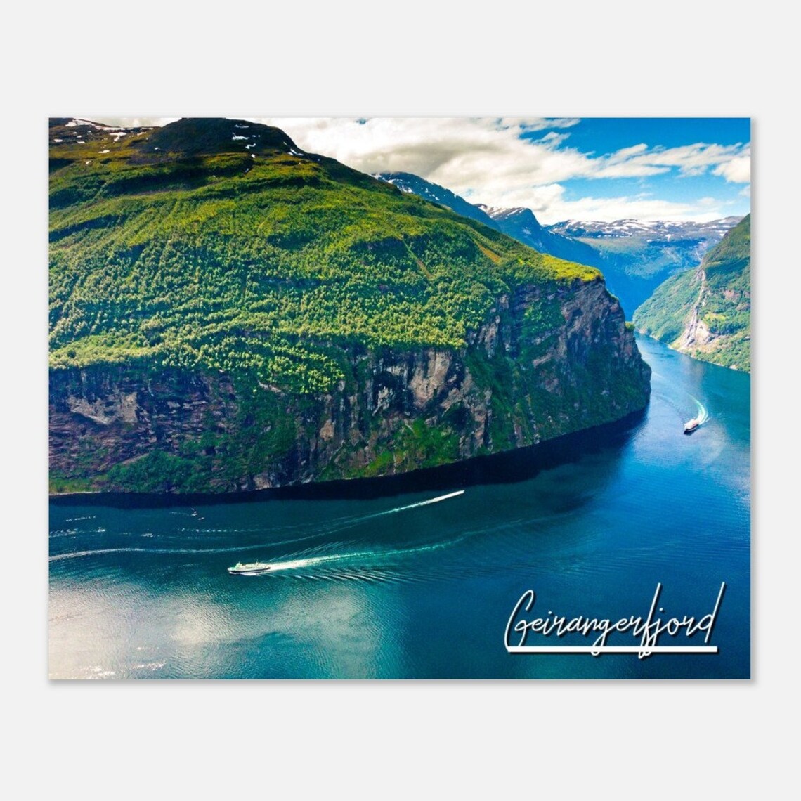 Geirangerfjord Norway Fjord Cliffs Cruise Ship Scenic Travel Poster