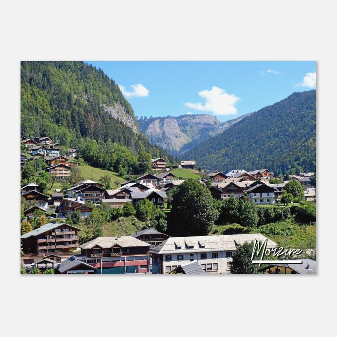 Morzine French Alps Chalet Village Mountain View Travel Poster