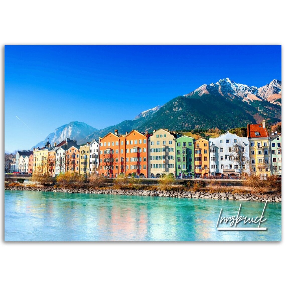 Innsbruck Austria Colorful Old Town Houses Alps River Panorama Poster
