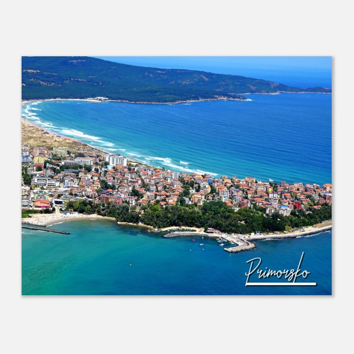 Primorsko Bulgaria Black Sea Beach Aerial View Travel Poster