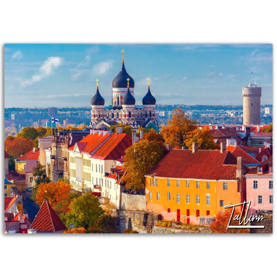 Tallinn Estonia Old Town Photo Poster Alexander Nevsky Autumn Art