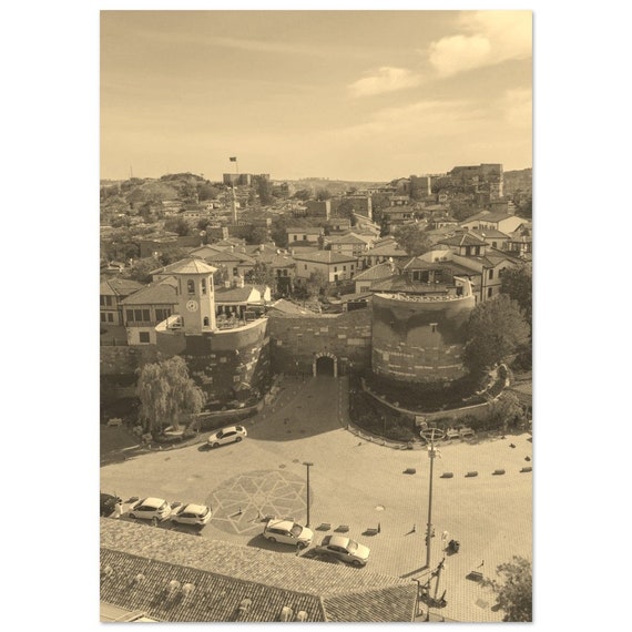 Vintage Ankara Turkey Poster Sepia Cityscape Travel Print