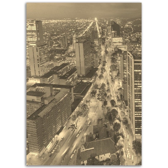 Vintage Bogota Colombia Travel Poster, Sepia Cityscape