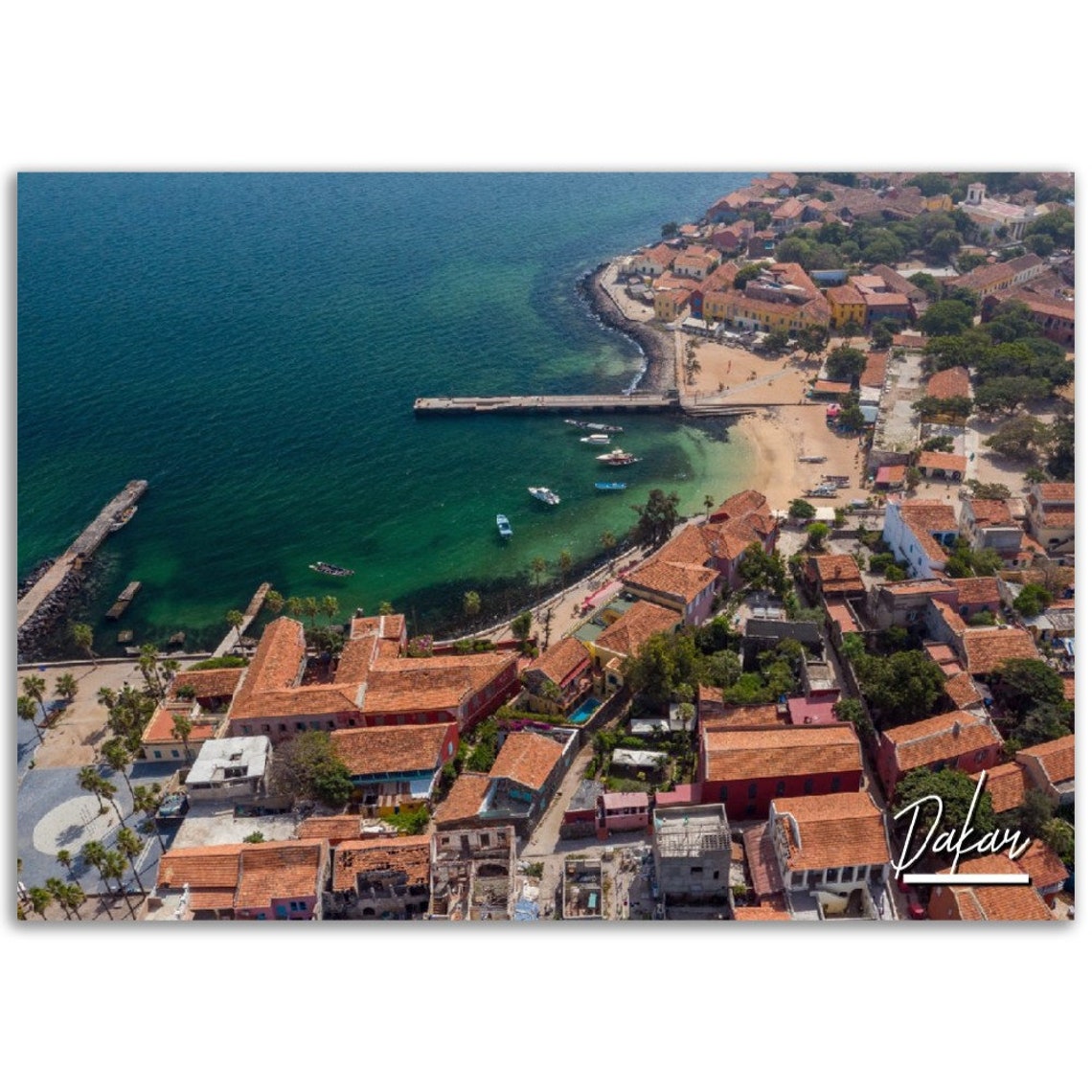 Dakar Senegal Aerial Poster Print Coastal Cityscape Wall Art