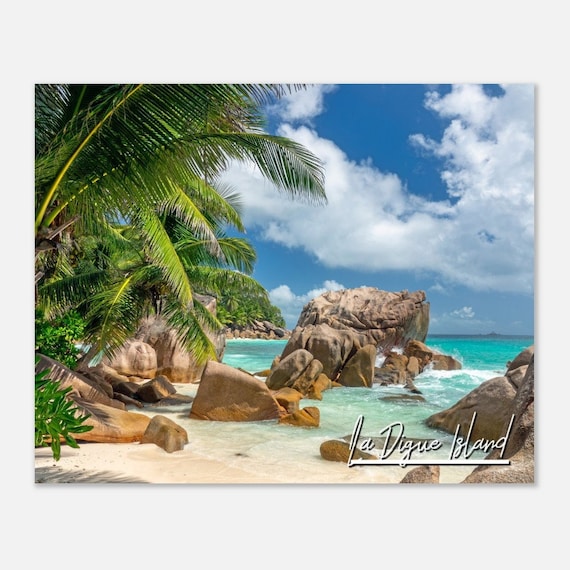 La Digue Seychelles Poster Tropical Island Wall Art Print