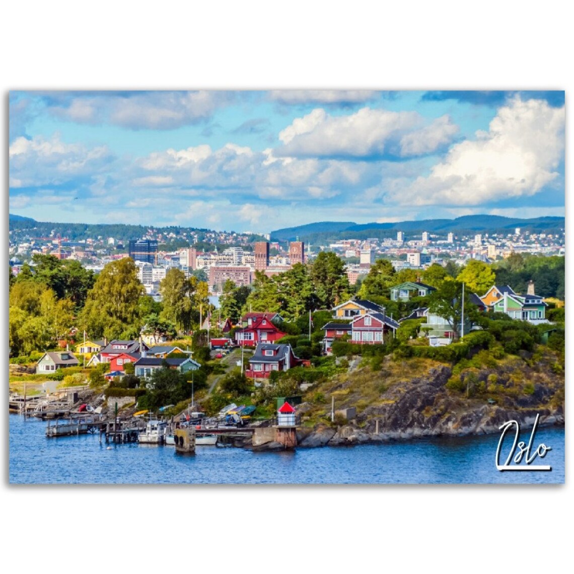 Oslo Norway Summer Waterfront Colorful Houses Fjord View Poster