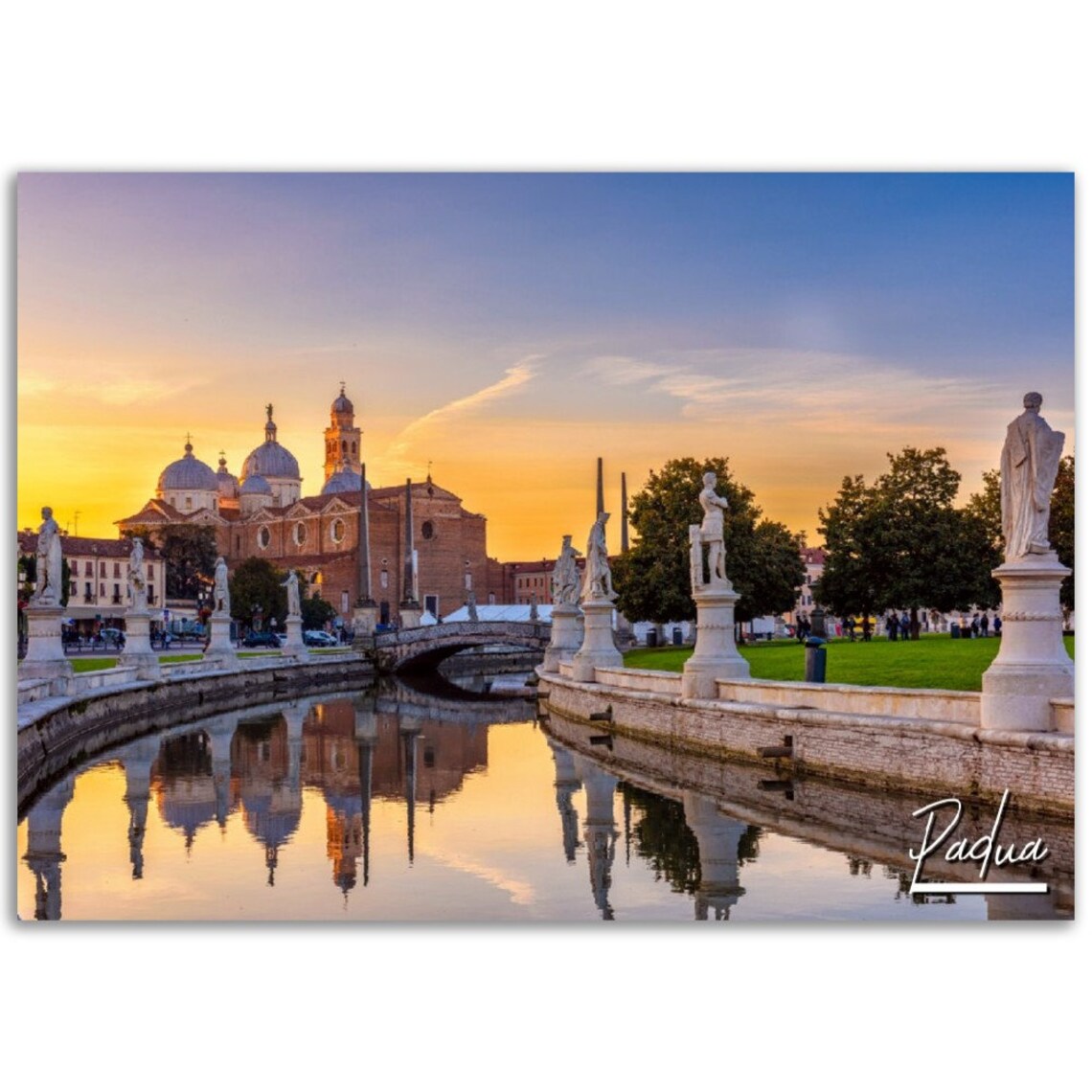 Padua Italy Sunset Prato Della Valle Statues Travel Photo Poster
