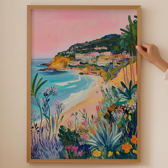 Italian Coastal Botanical Poster, Coquette Kitchen Decor