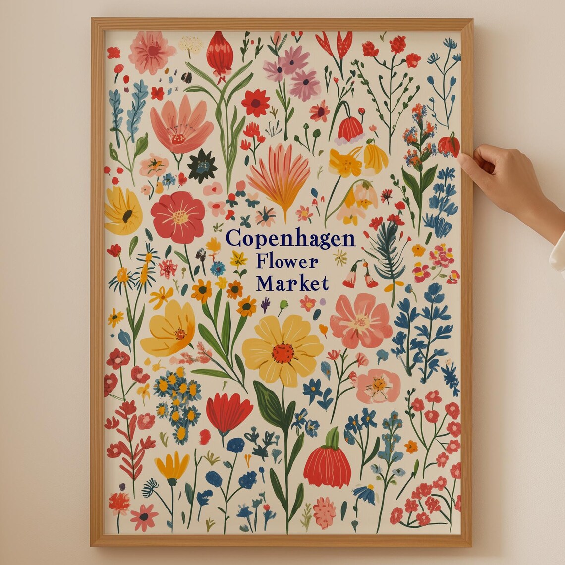 Colorful Flower Market Botanical Art Print, Maximalist
