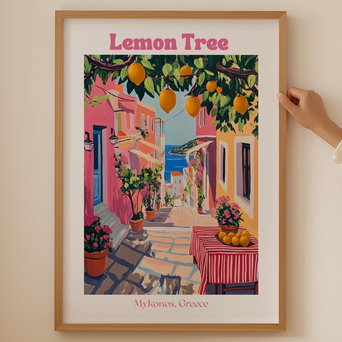 Lemon Tree Mykonos Greece Sunny Mediterranean Street Scene Poster