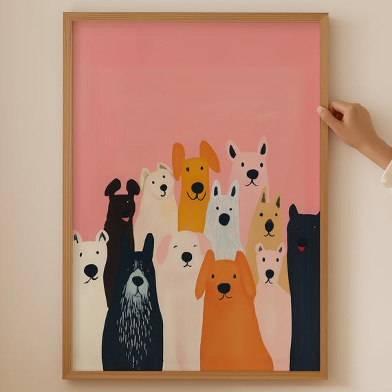 Funny Dog Lover Poster Trendy Dachshund Wall Art For Funky Decor Pink Dopamine Print Golden Retriever Themed Gifts