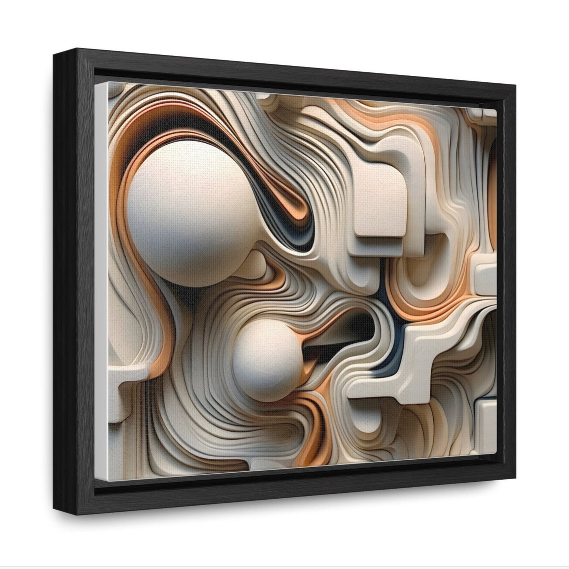 Neutral Layered Wave Abstract 3D Spheres Modern Beige Poster