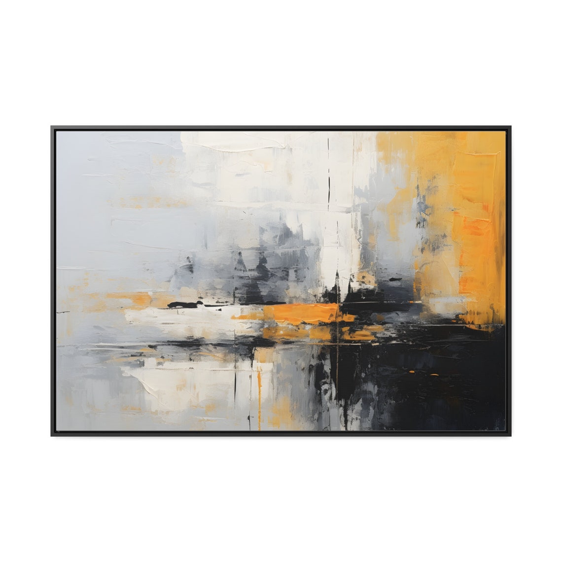Gray Gold Abstract Landscape Painting Modern Minimalist Poster - Image 4