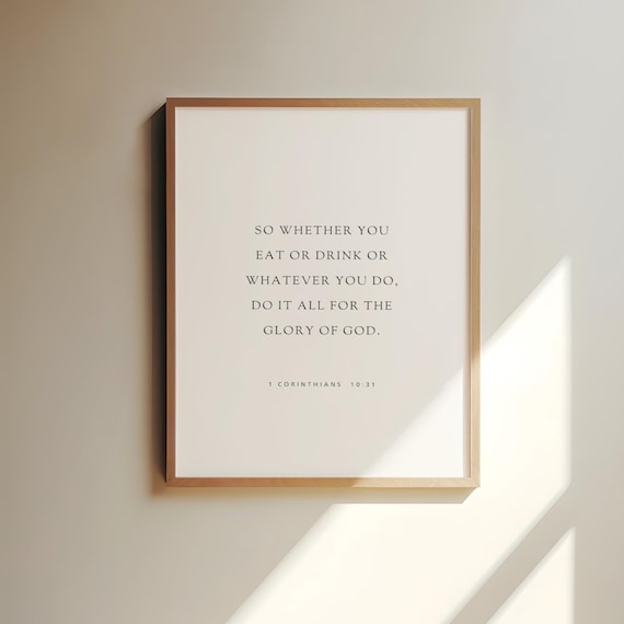 1 Corinthians 10:31 Glory of God Serif Minimalist Scripture Verse Poster