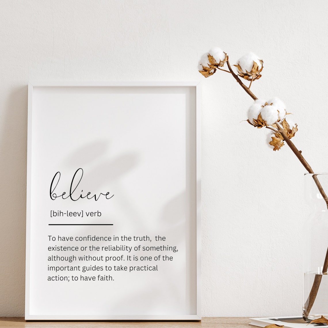 Believe Definition Dictionary Style Script Minimalist Faith Print