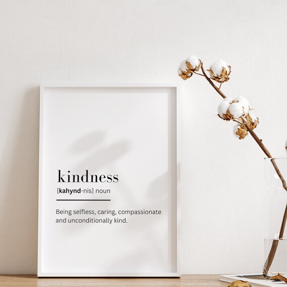 Kindness Definition Minimalist Dictionary Compassion Quote Wall Art